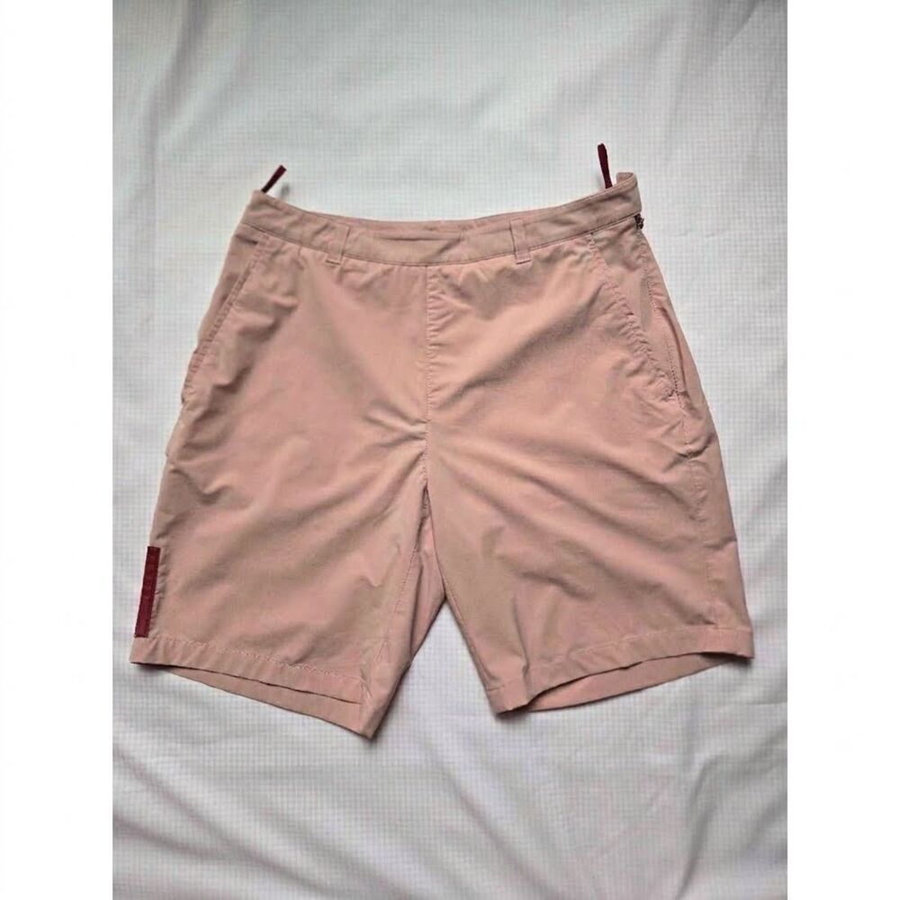 Prada Women's Vintage Red Line Logo Shorts  Blush Pink  Size 40 (US 4) Italy